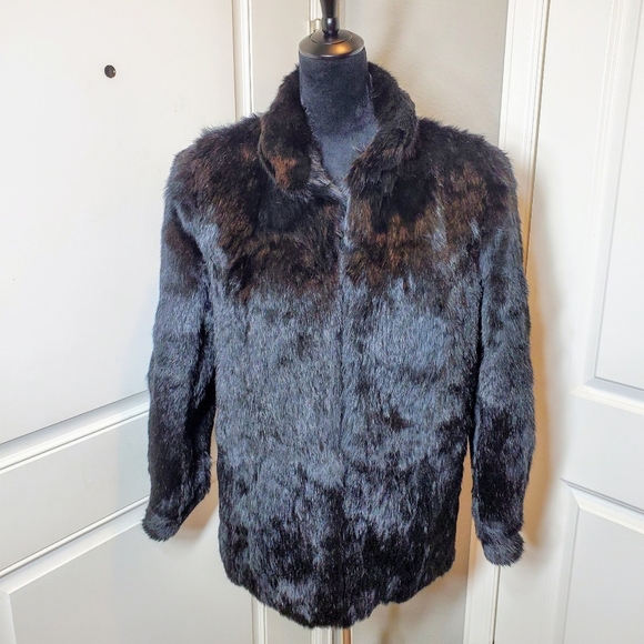 Somerset Furs Los Angeles Solid Black 100% Pure Rabbit Fur Coat Size Medium NWOT - Picture 13 of 16